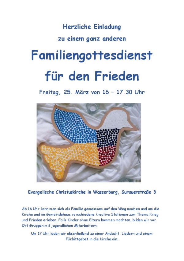 Plakat zum Familiengottesdienst am 25.3.